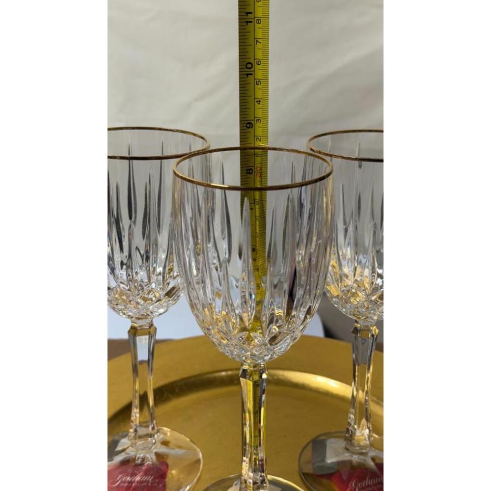 Set of 3‎ Gorham Crystal Wine Glasses with Gold Rim – New with Tags - Picture 5 of 11